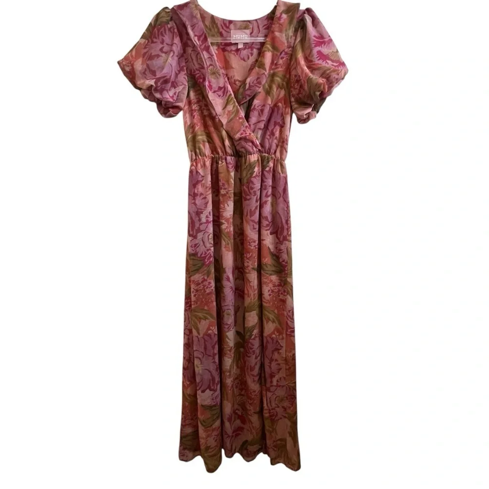 Show Me Your MuMu Verity Pink Floral Garden Party High Low Midi Dress SZ XS - Picture 2 of 14